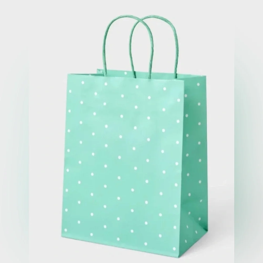 Spritz Paper Gift Bag Mint Green With White Polka Dot/Bundle of 32 gift bags